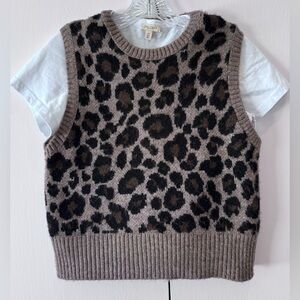 Pilcro Leopard Print Sweater Vest - Brown and Black - twofer - Anthropologie XS